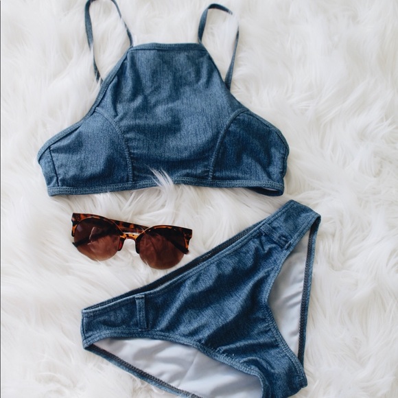 Halter Denim Chic bikini - Picture 2 of 3